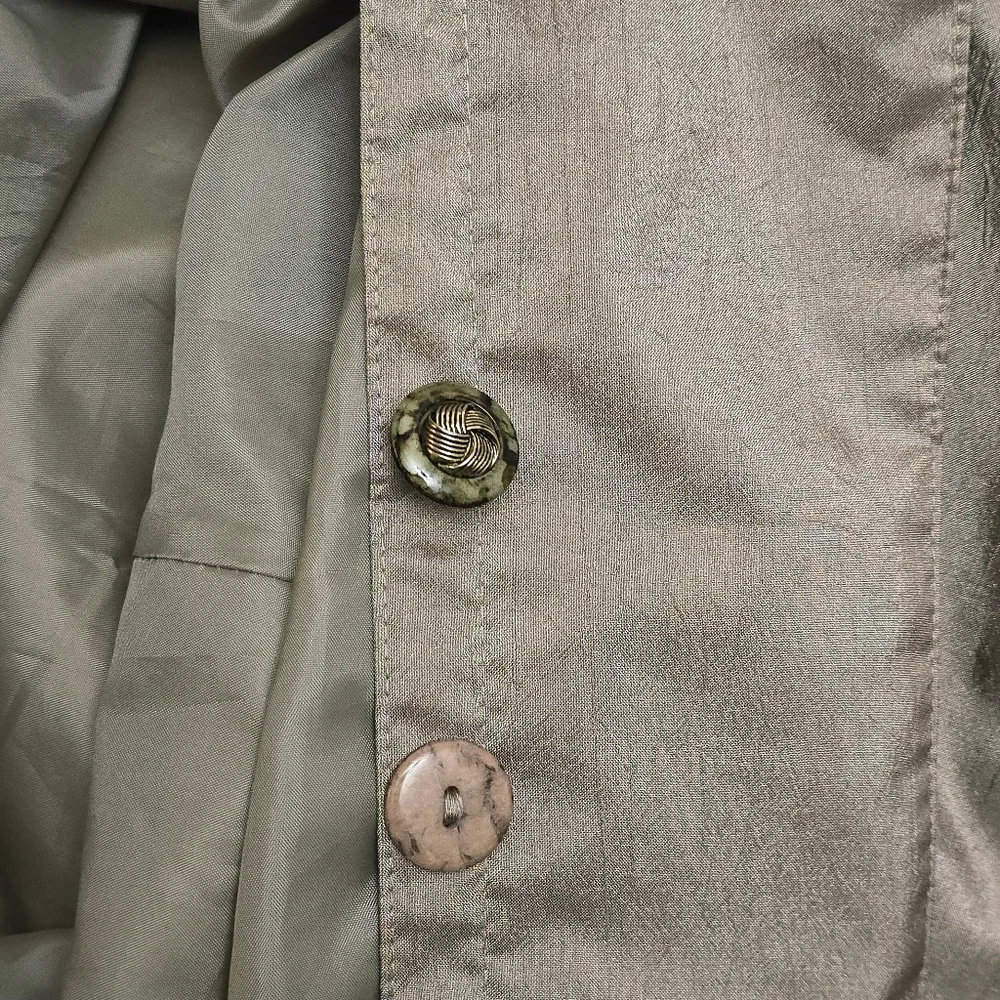 Vintage Taupe Beige Trench Coat 14 Tan Khaki Crinkle Full Length Raincoat Jacket - Picture 11 of 16